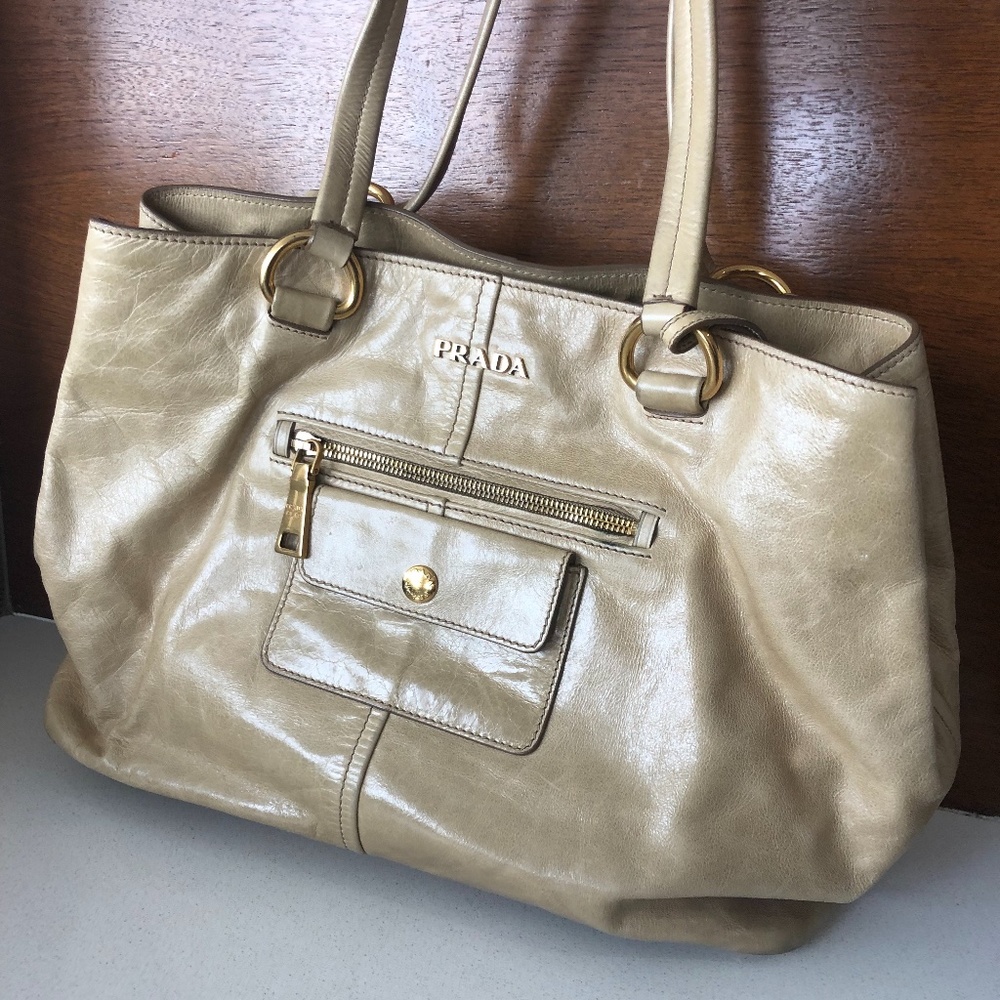 Prada Tan Leather Tote Bag